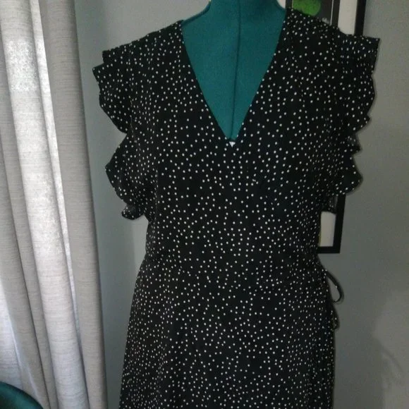 Urban Outfitters Josey Polka Dot Mini Wrap Dress Sz XL - Picture 7 of 16